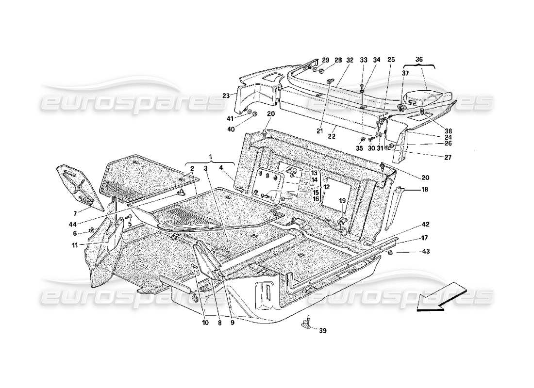 ferrari 348 (2.7 motronic) passengers compartment carpets part diagram