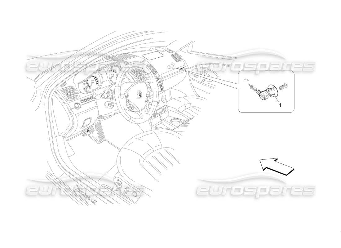 maserati qtp. (2006) 4.2 f1 passenger's airbag-deactivation part diagram