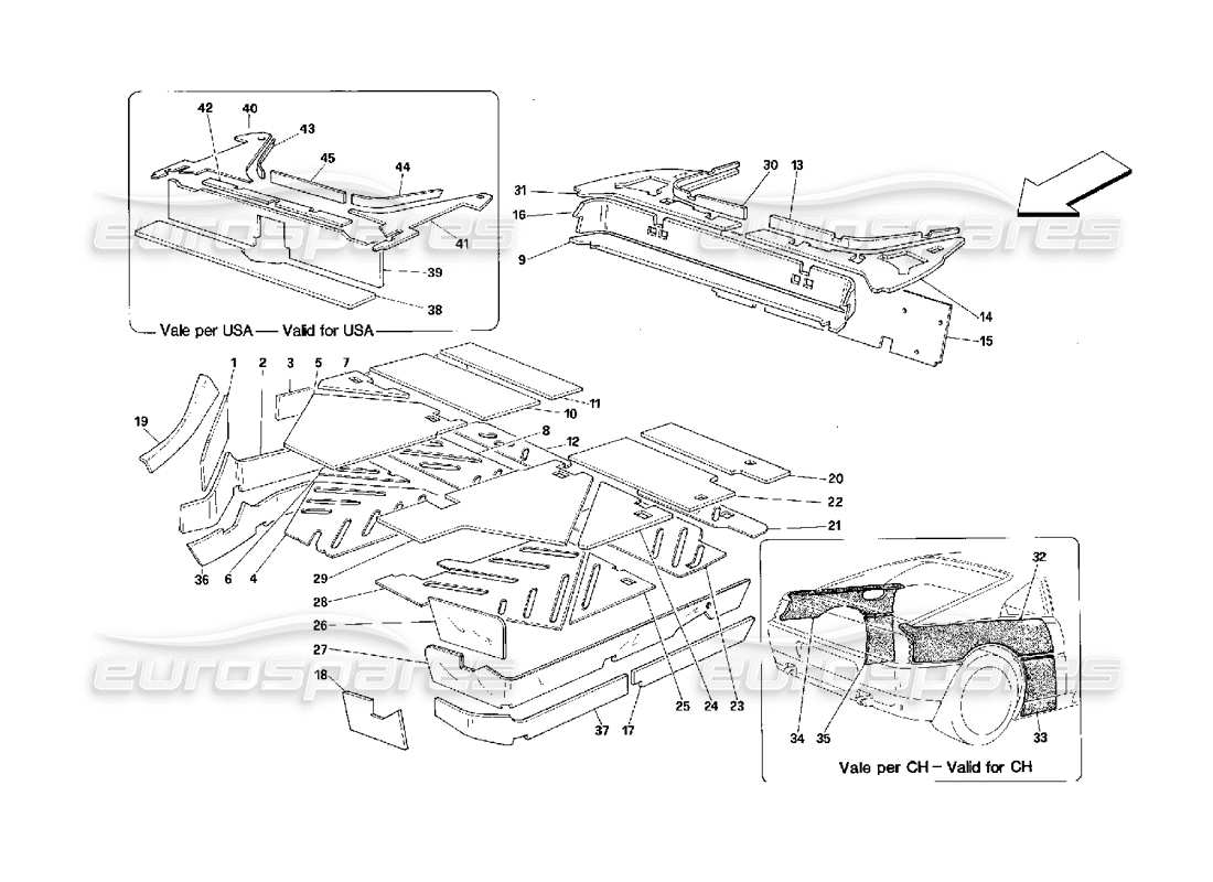 ferrari 348 (2.7 motronic) passengers comp. insulations part diagram