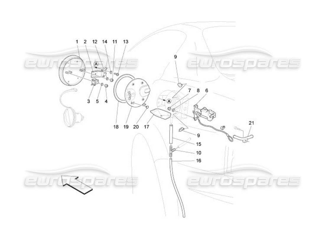 maserati qtp. (2005) 4.2 fuel tank door and controls parts diagram