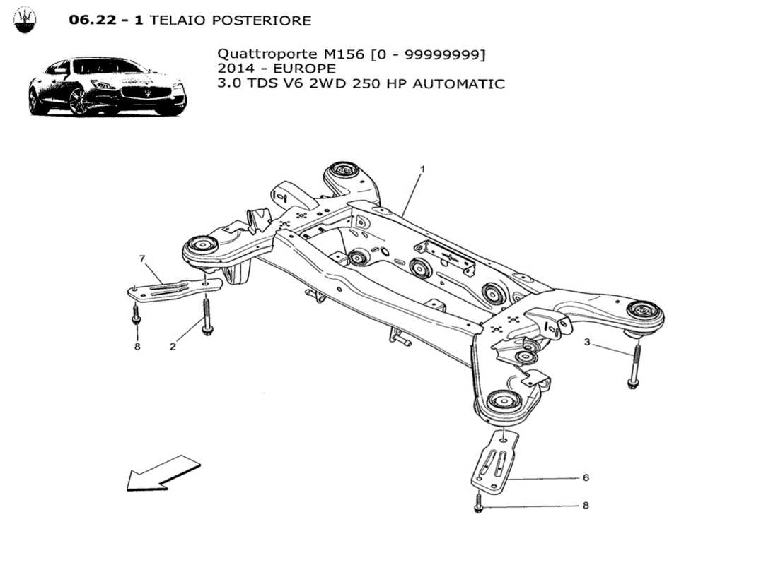 maserati qtp. v6 3.0 tds 250bhp 2014 rear chassis parts diagram