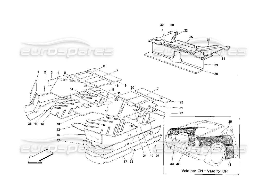 ferrari 348 (2.7 motronic) passengers comp. insulations parts diagram