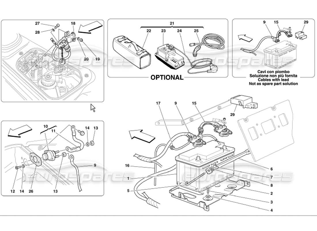 ferrari 360 modena battery parts diagram