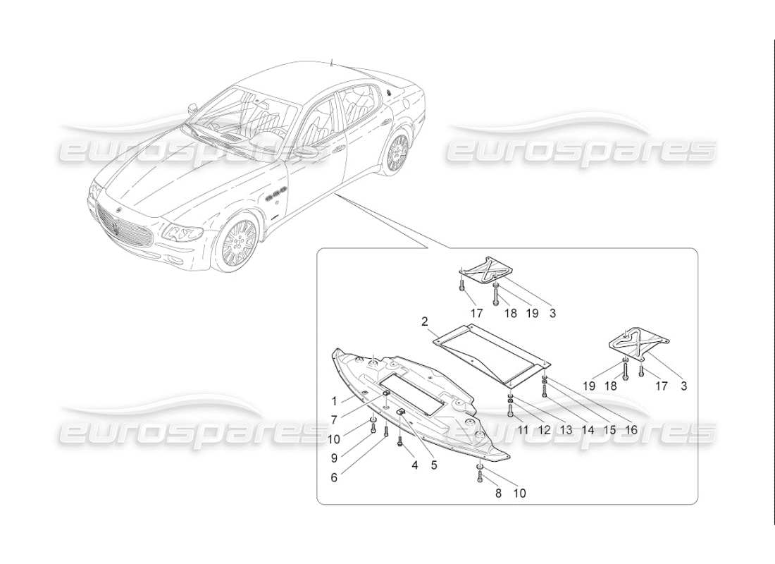 maserati qtp. (2008) 4.2 auto underbody and underfloor guards part diagram