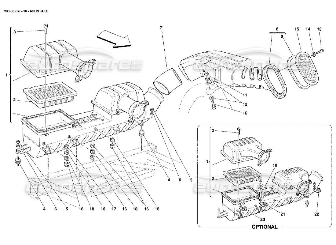 ferrari 360 spider air intake part diagram