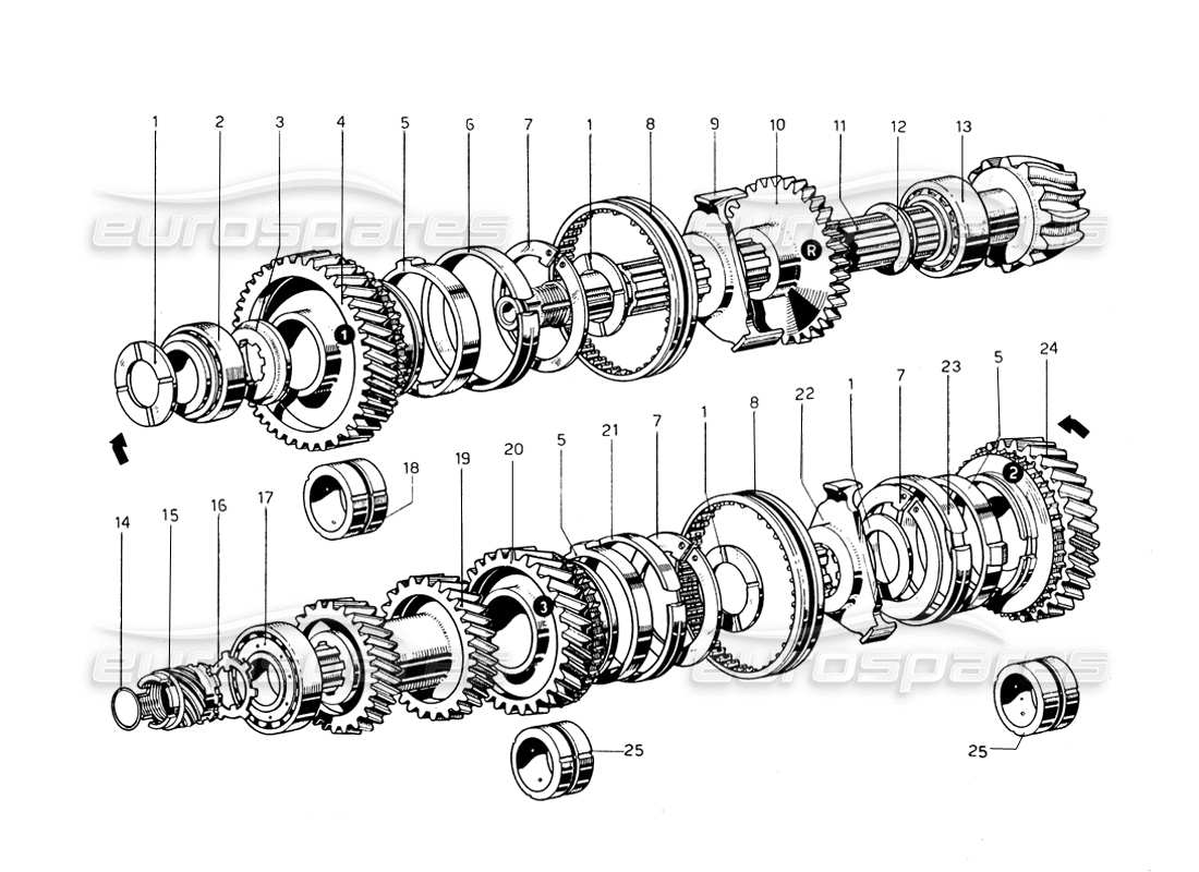 ferrari 275 gtb/gts 2 cam secondary shaft part diagram