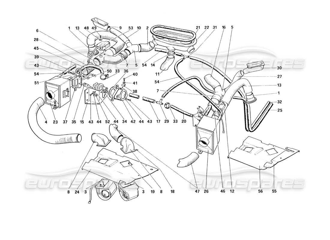 ferrari 328 (1985) heating system part diagram