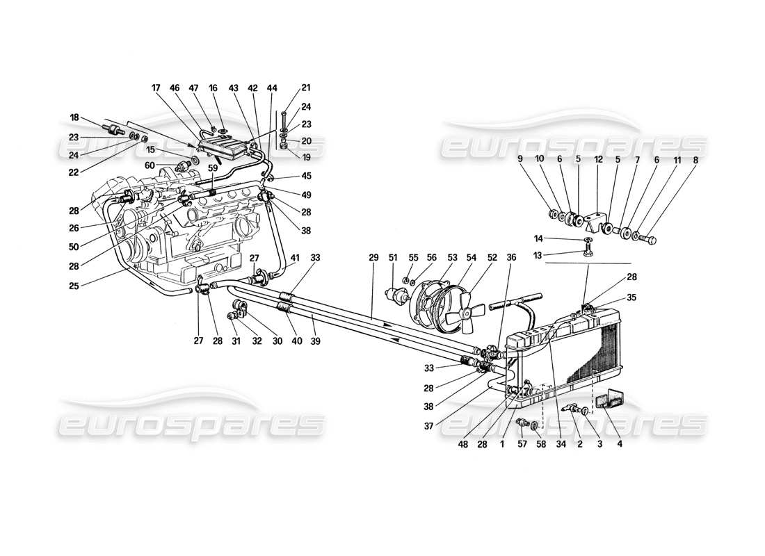 ferrari 328 (1985) cooling system parts diagram