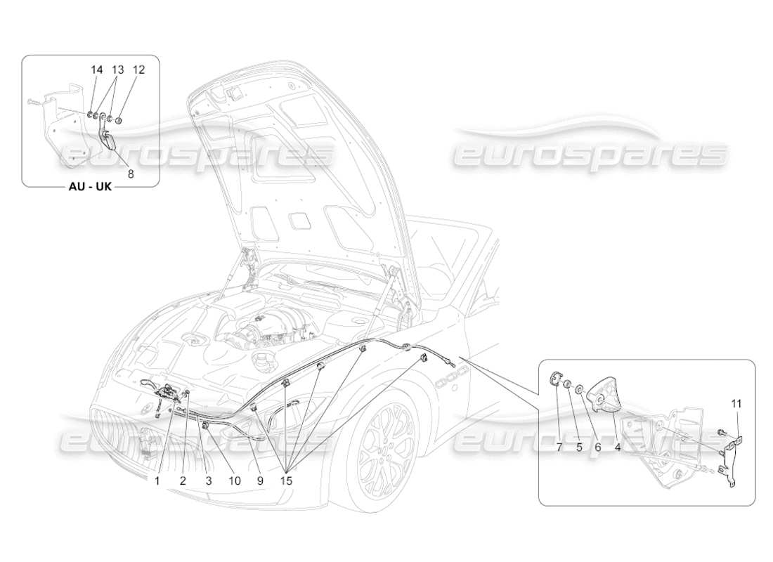 maserati grancabrio (2011) 4.7 front lid opening button part diagram