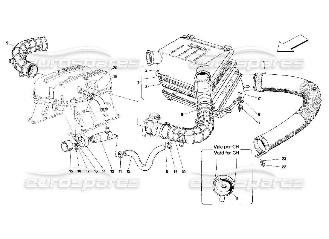 ferrari 348 (2.7 motronic) air intake part diagram