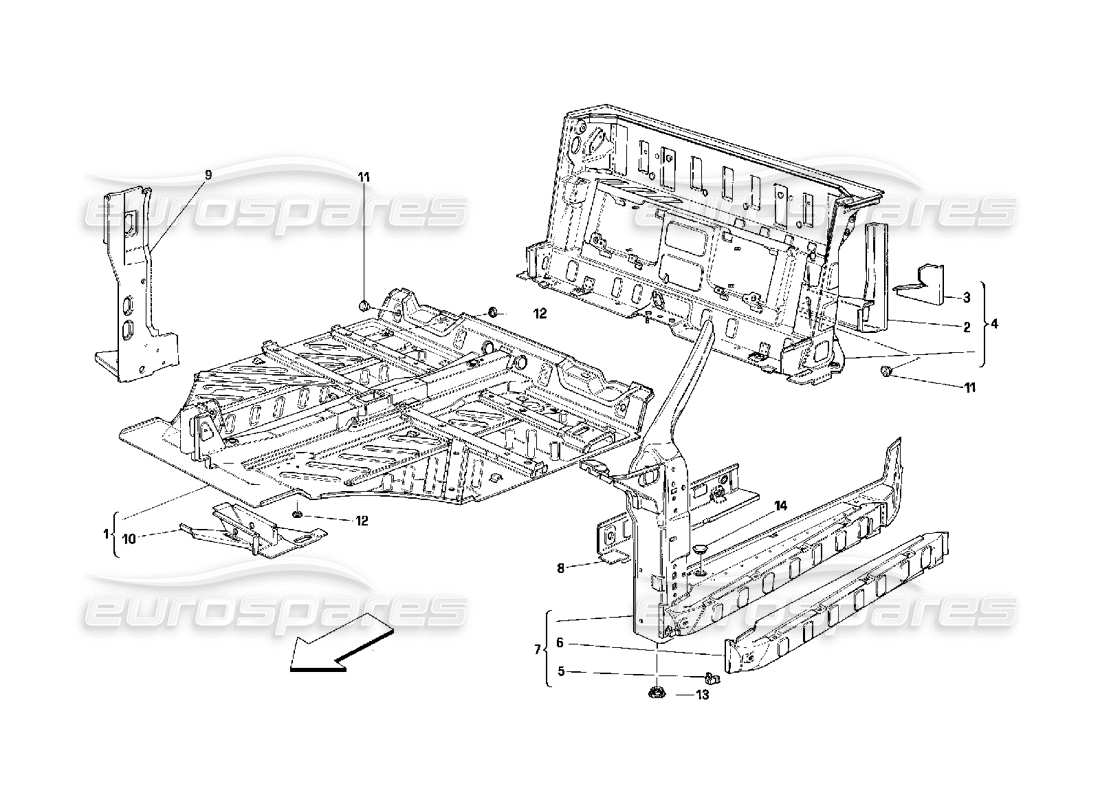 ferrari 348 (2.7 motronic) central part structures part diagram