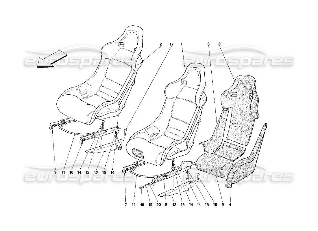 ferrari 348 (2.7 motronic) seats part diagram