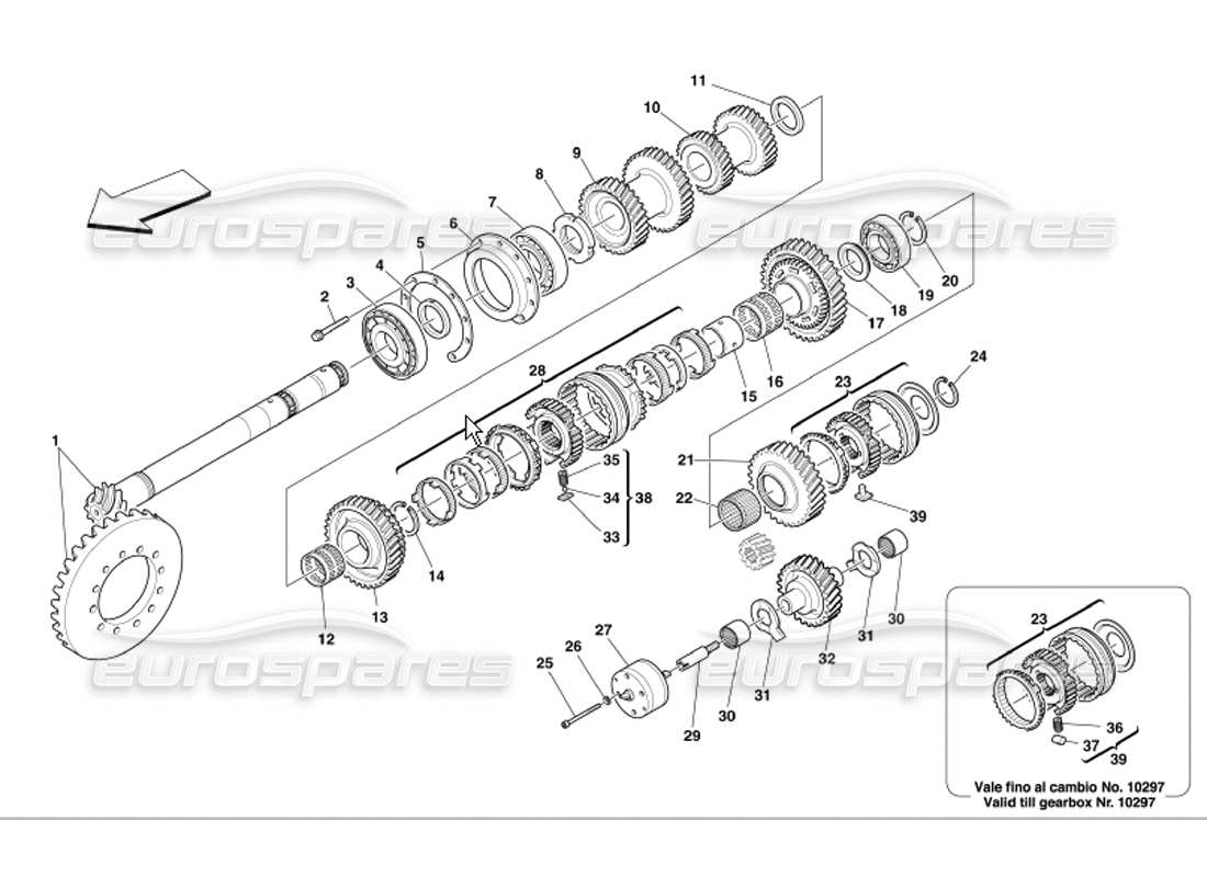 ferrari 360 modena lay shaft gears part diagram