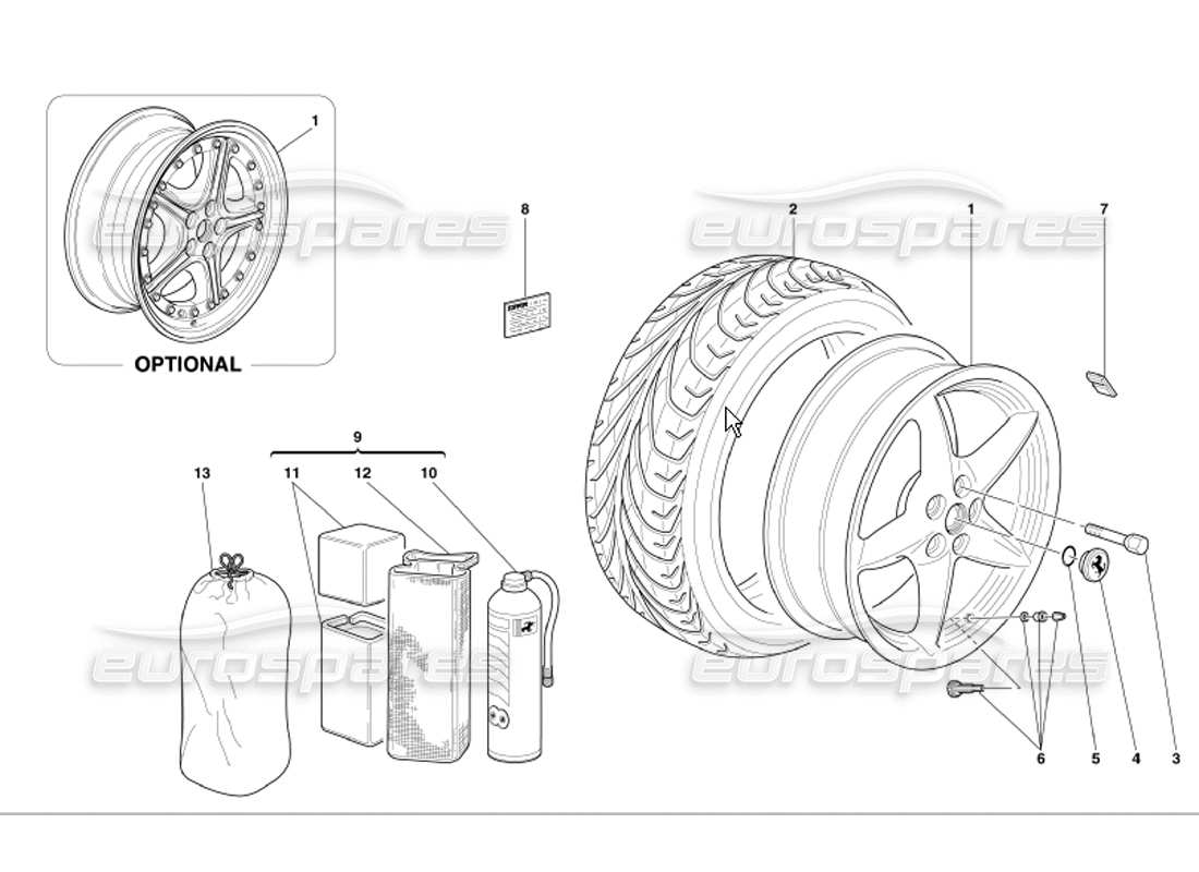 ferrari 360 modena wheels part diagram