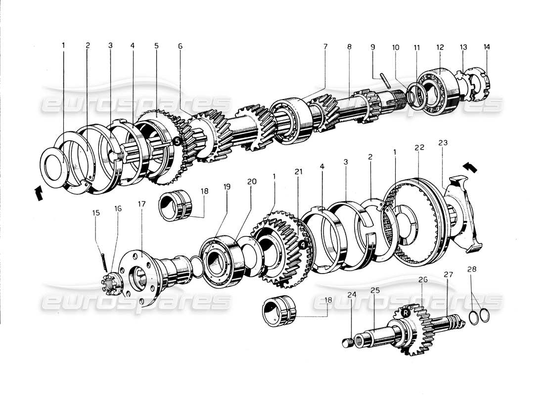 ferrari 275 gtb/gts 2 cam primary shaft parts diagram