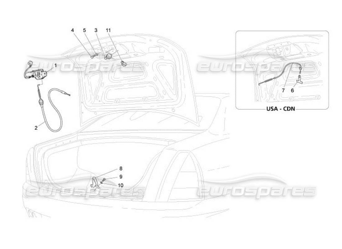 maserati qtp. (2005) 4.2 rear lid opening control parts diagram