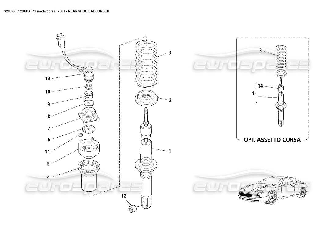 maserati 3200 gt/gta/assetto corsa rear shock absorber parts diagram
