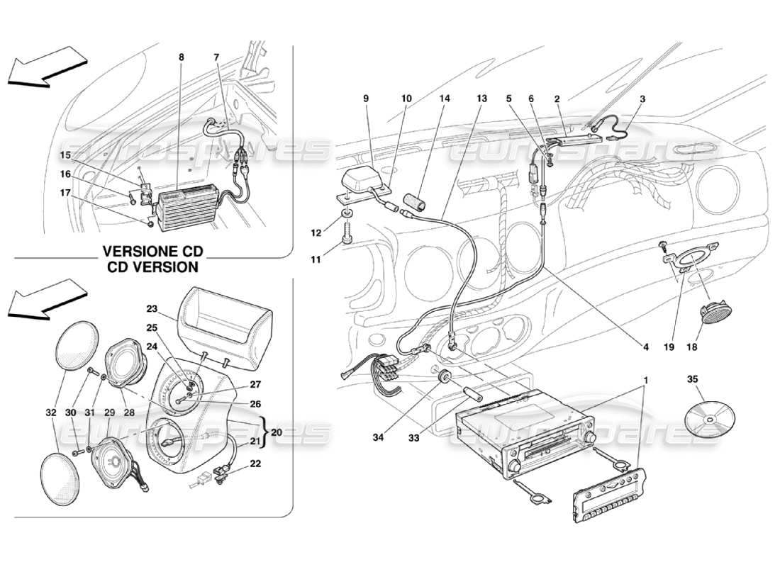 ferrari 360 challenge stradale stereo equipment part diagram