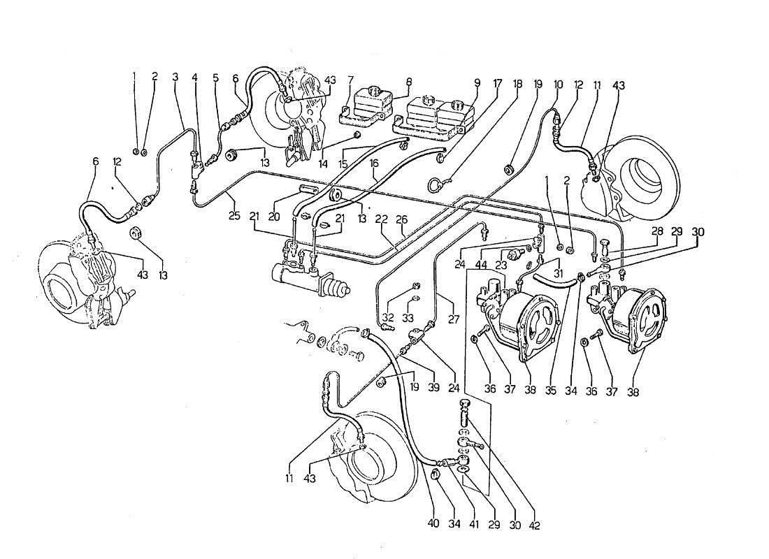 lamborghini jarama impianto freni (tubazioni) part diagram