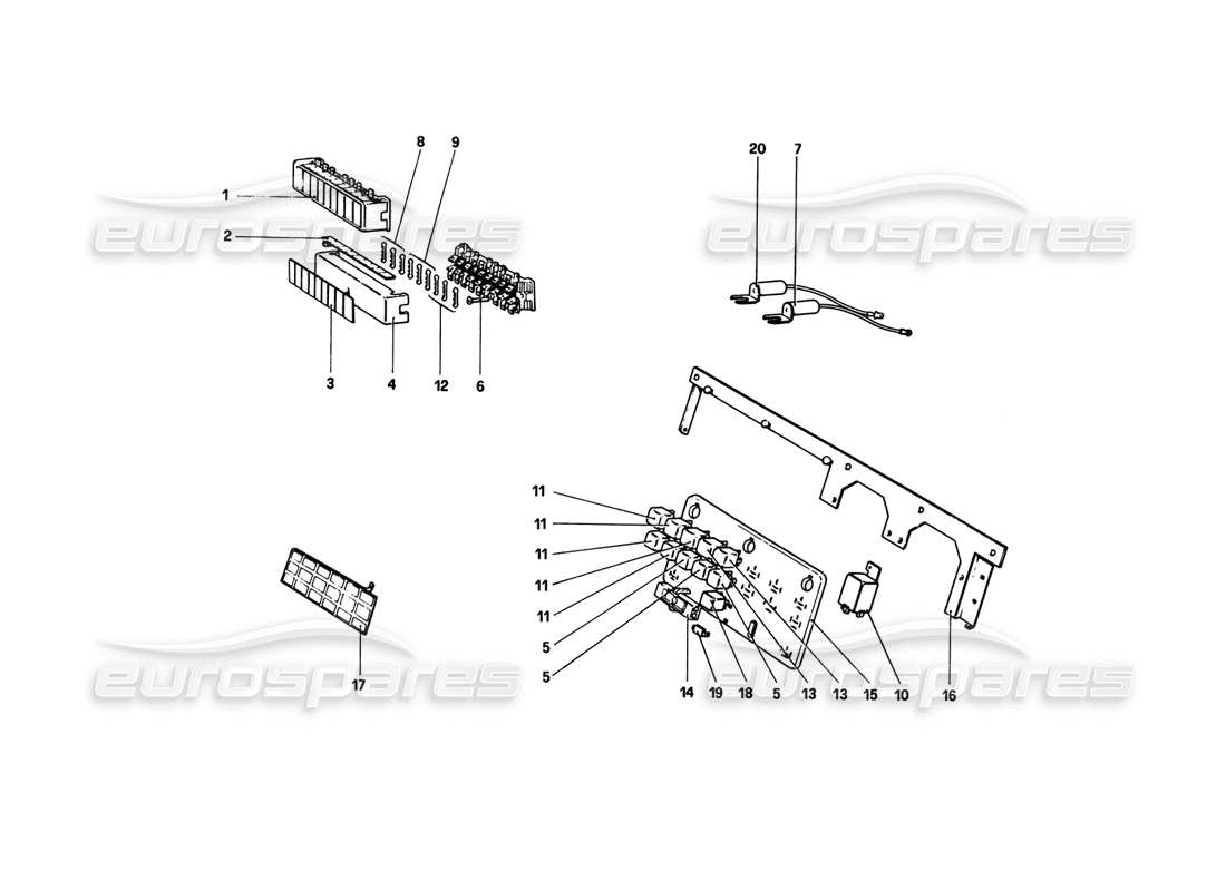 ferrari 308 gtb (1980) fuses and relays part diagram