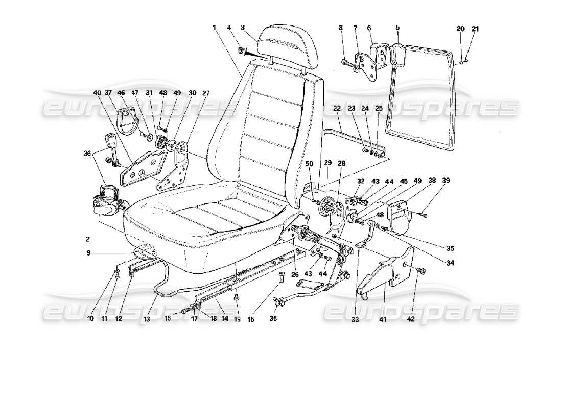 ferrari mondial 3.4 t coupe/cabrio front seats - valid for passive belts parts diagram