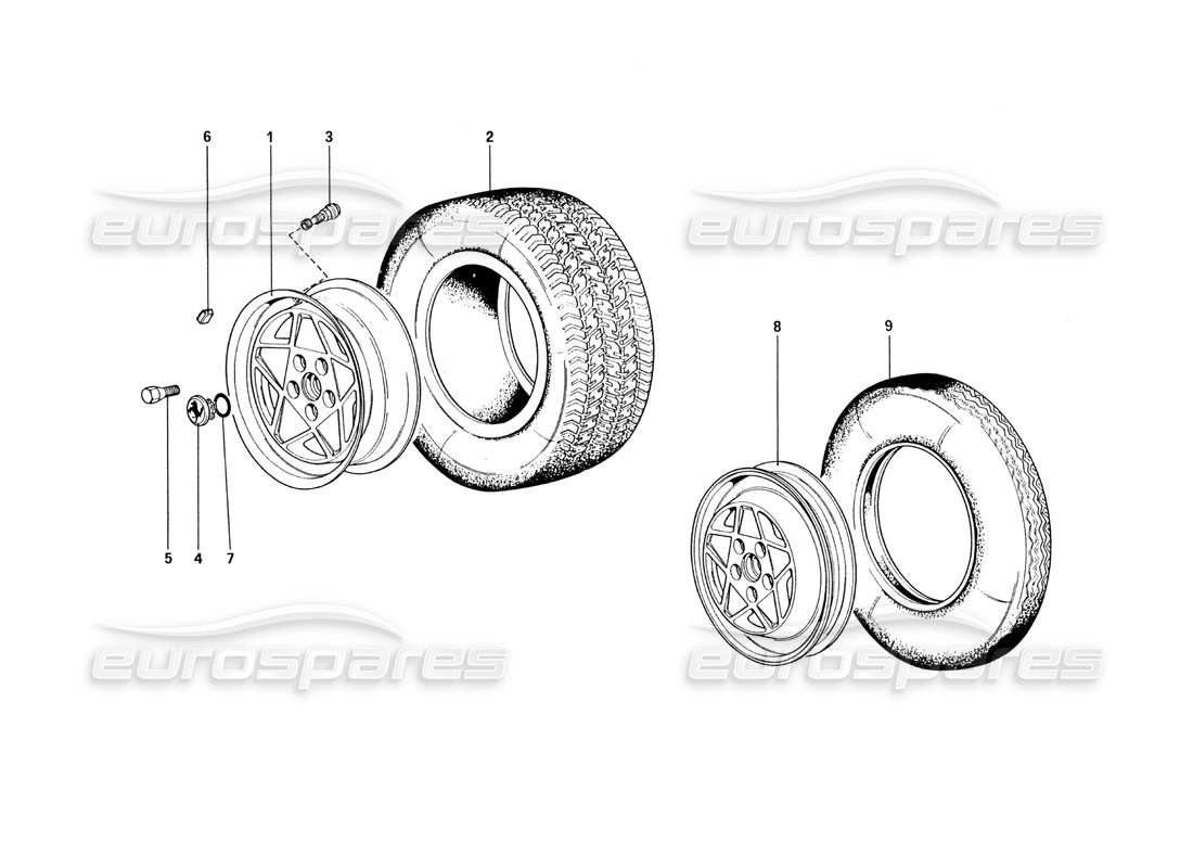 ferrari 328 (1985) wheels parts diagram
