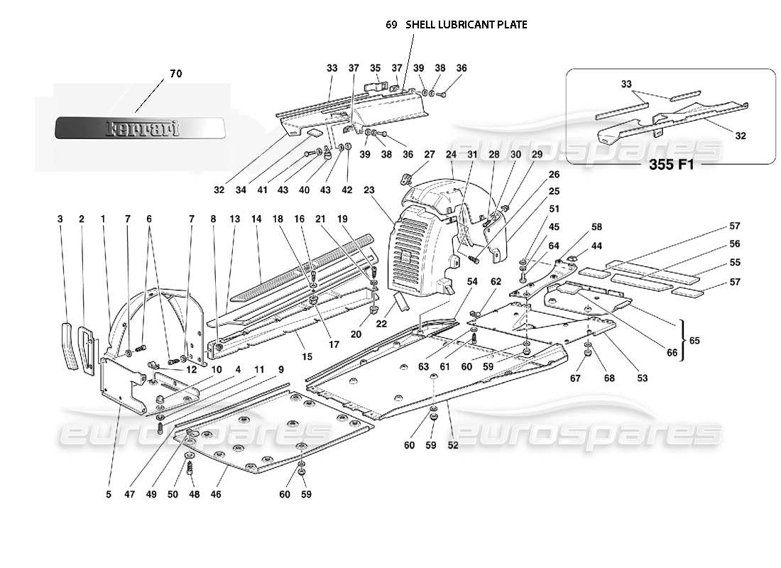 ferrari 355 (5.2 motronic) body - shield and wheelhouses part diagram