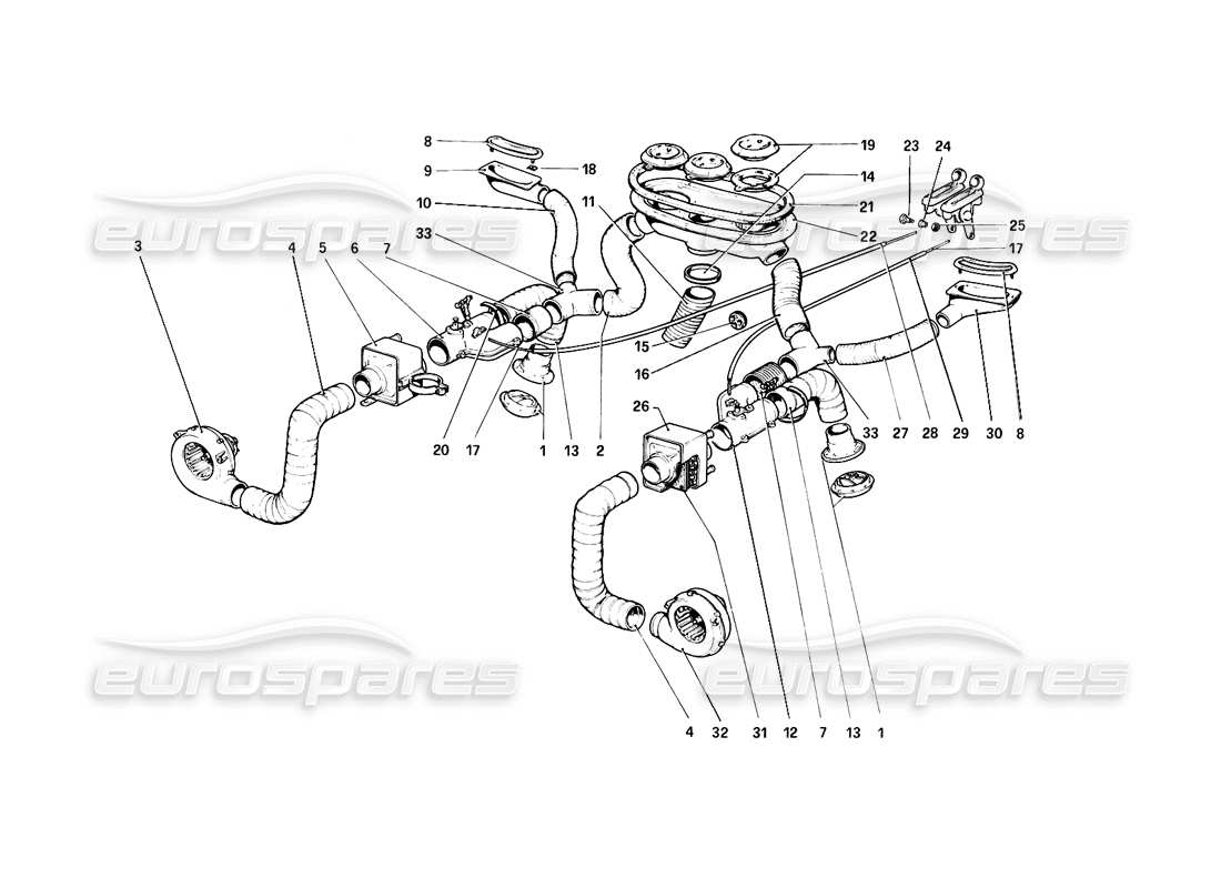 ferrari 308 (1981) gtbi/gtsi heating system part diagram