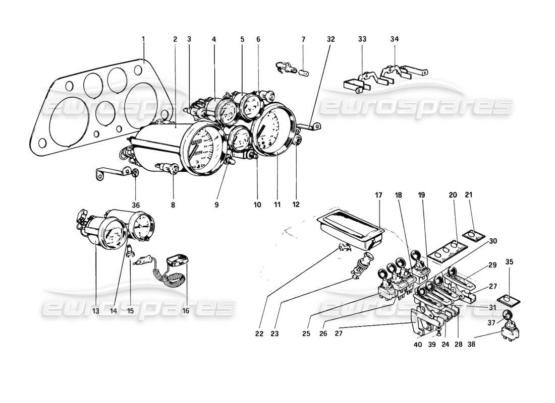 ferrari 308 gtb (1980) instruments and accessories part diagram