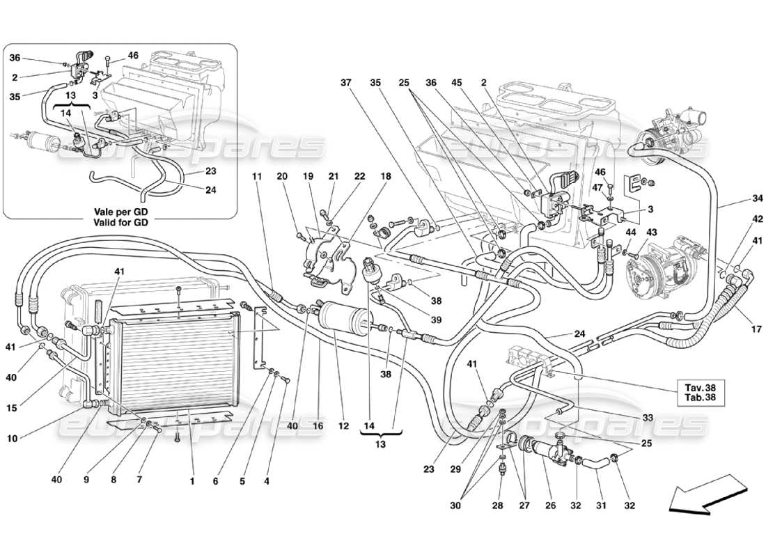 ferrari 360 challenge stradale air conditioning system part diagram