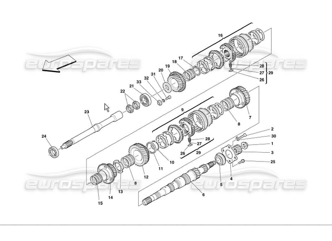 ferrari 360 modena main shaft gears part diagram