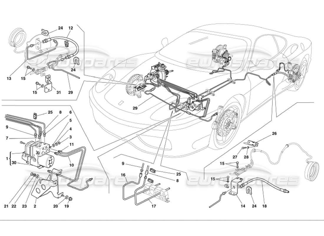 ferrari 360 modena brake system part diagram