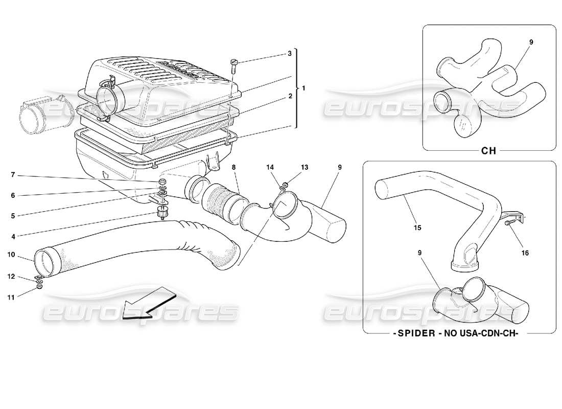 ferrari 355 (2.7 motronic) air intake parts diagram