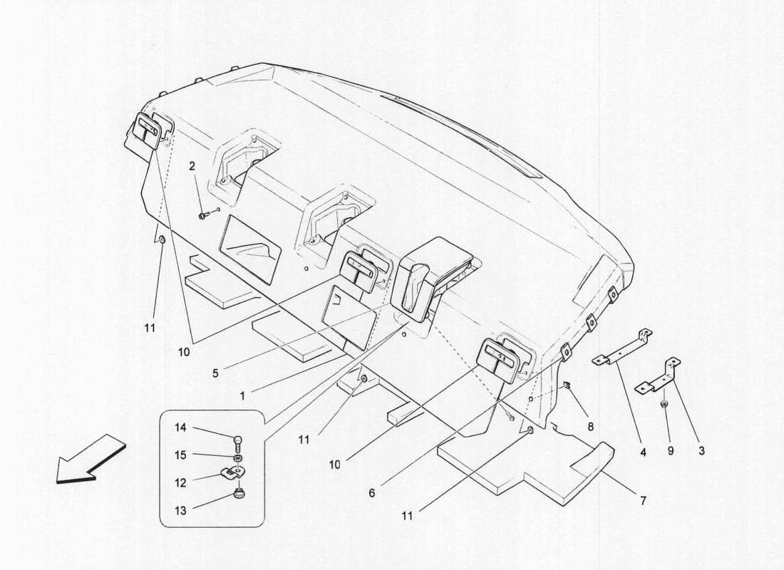 maserati qtp. v6 3.0 bt 410bhp 2wd 2017 rear parcel shelf parts diagram