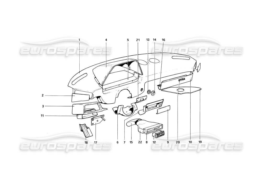 ferrari 308 (1981) gtbi/gtsi instrument panel part diagram