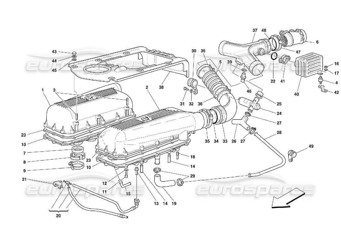 ferrari 355 (5.2 motronic) air boxes part diagram