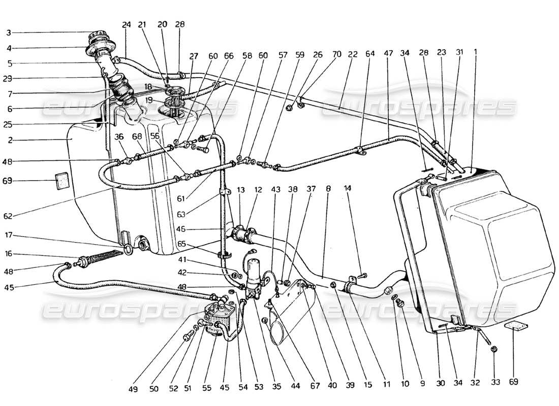 ferrari 308 gtb (1976) fuel system parts diagram