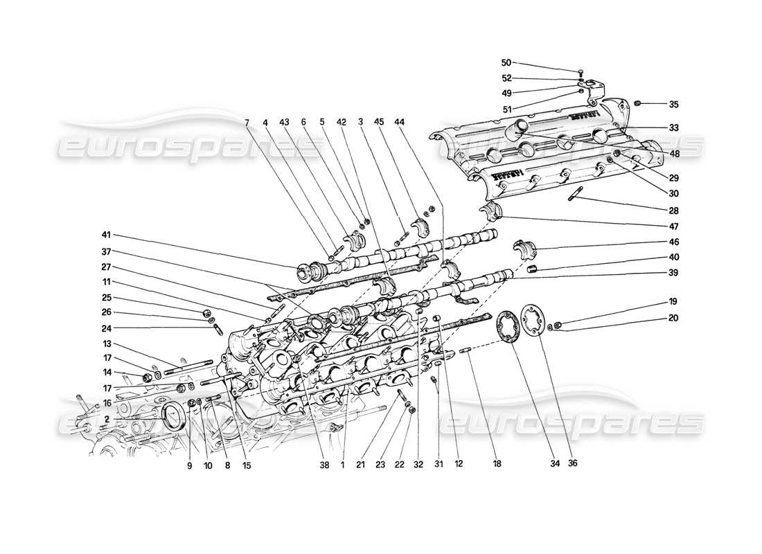 ferrari mondial 8 (1981) cylinder head (left) part diagram