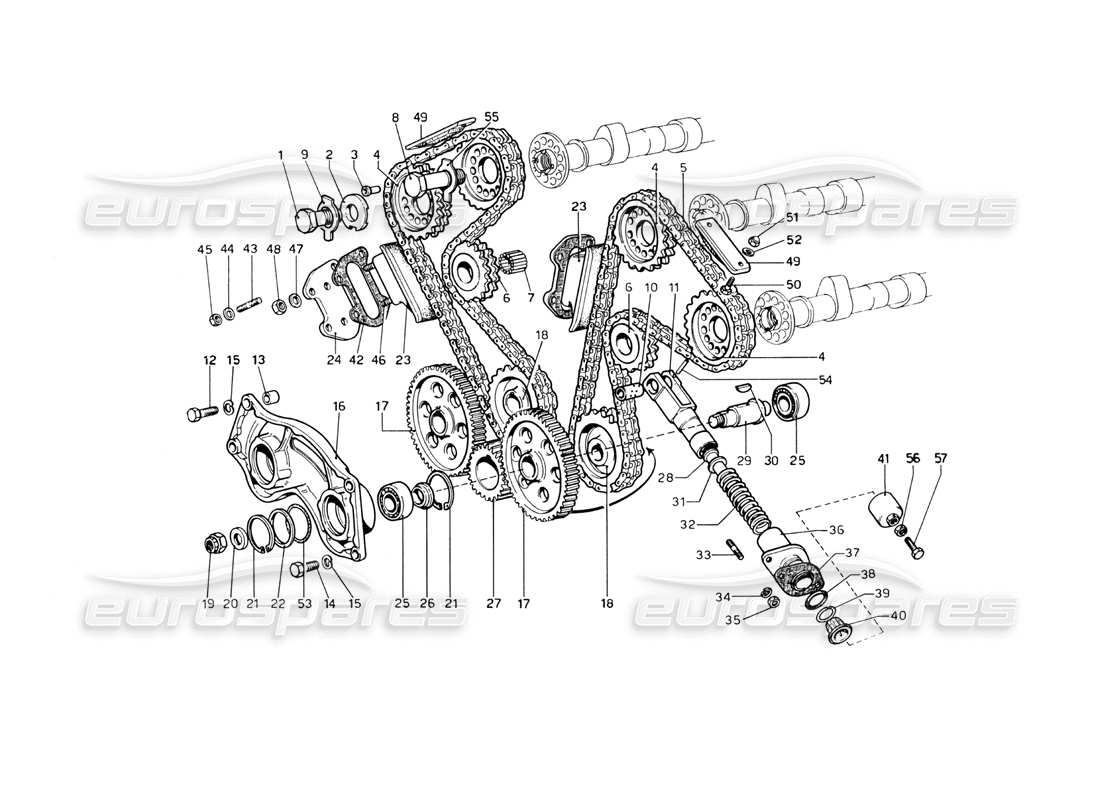 ferrari 246 dino (1975) timing control parts diagram