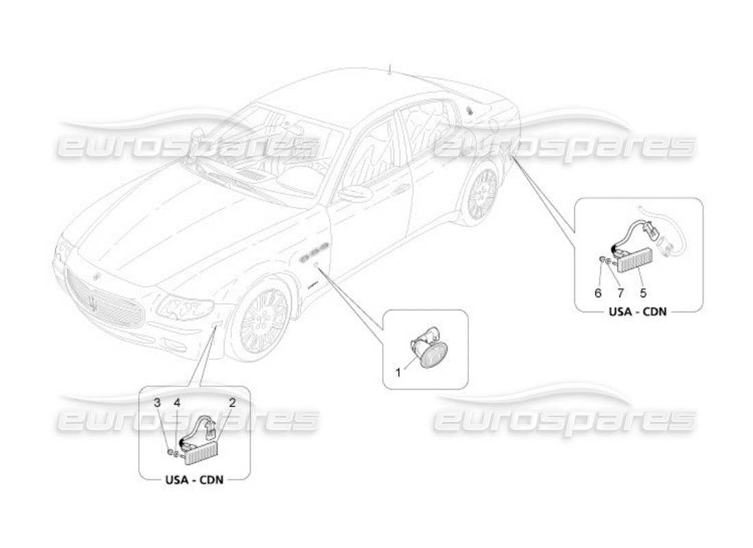 maserati qtp. (2005) 4.2 side light clusters parts diagram