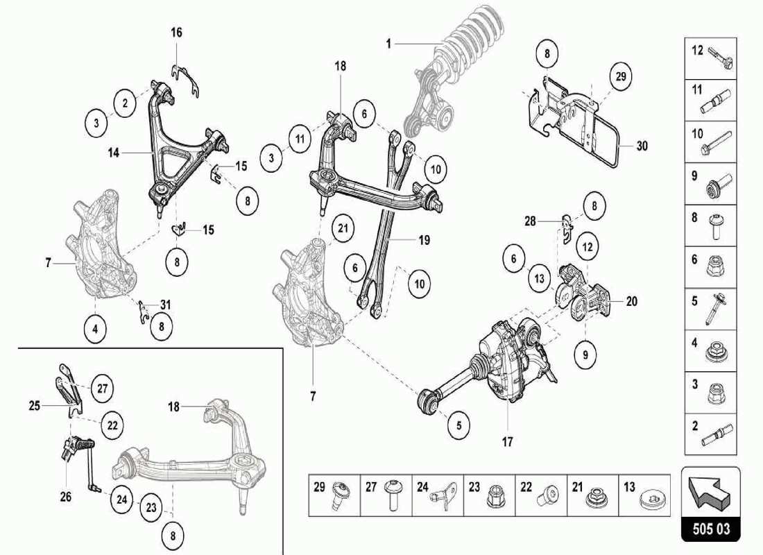 lamborghini centenario spider rear suspension parts diagram