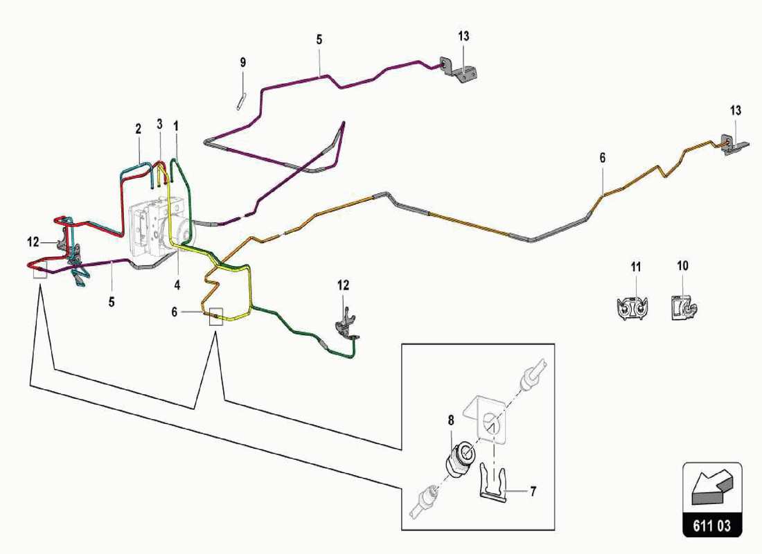 lamborghini centenario spider brake servo, pipes and vacuum system parts diagram