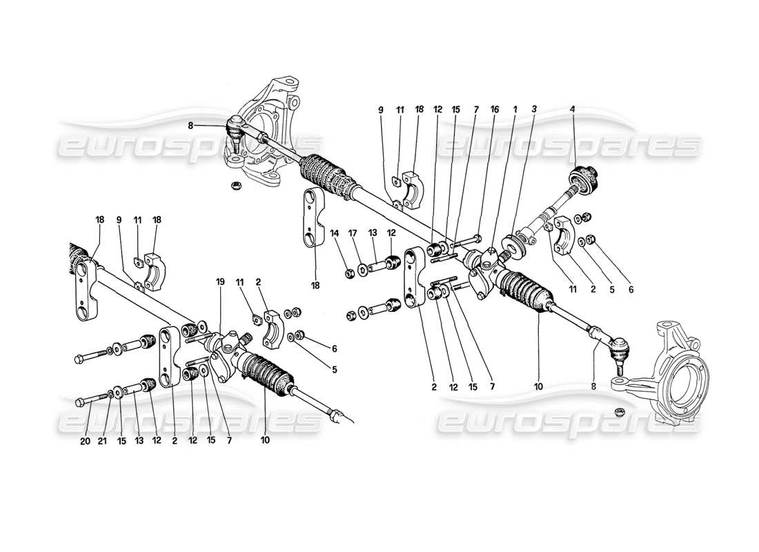 ferrari 208 turbo (1989) steering box and linkage part diagram