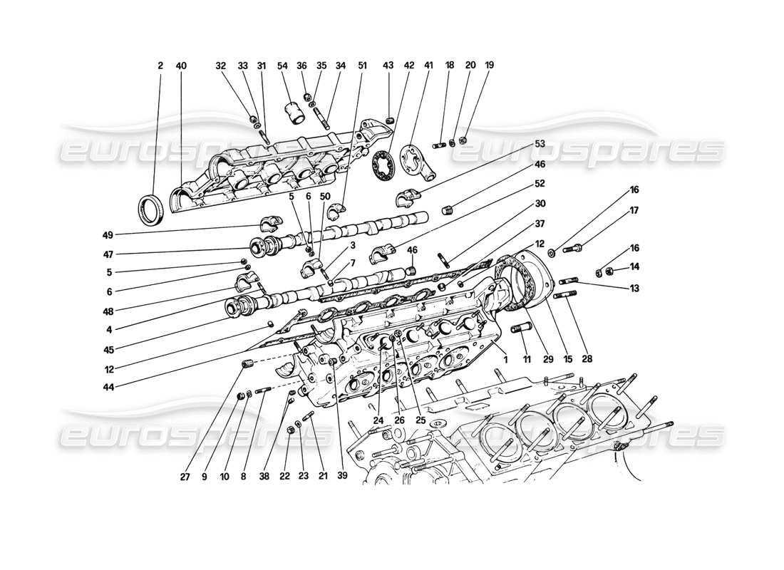 ferrari 308 gtb (1980) cylinder head (right) part diagram