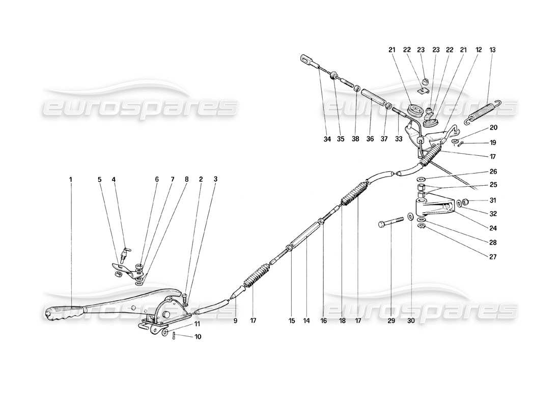 ferrari mondial 8 (1981) hand-brake control part diagram