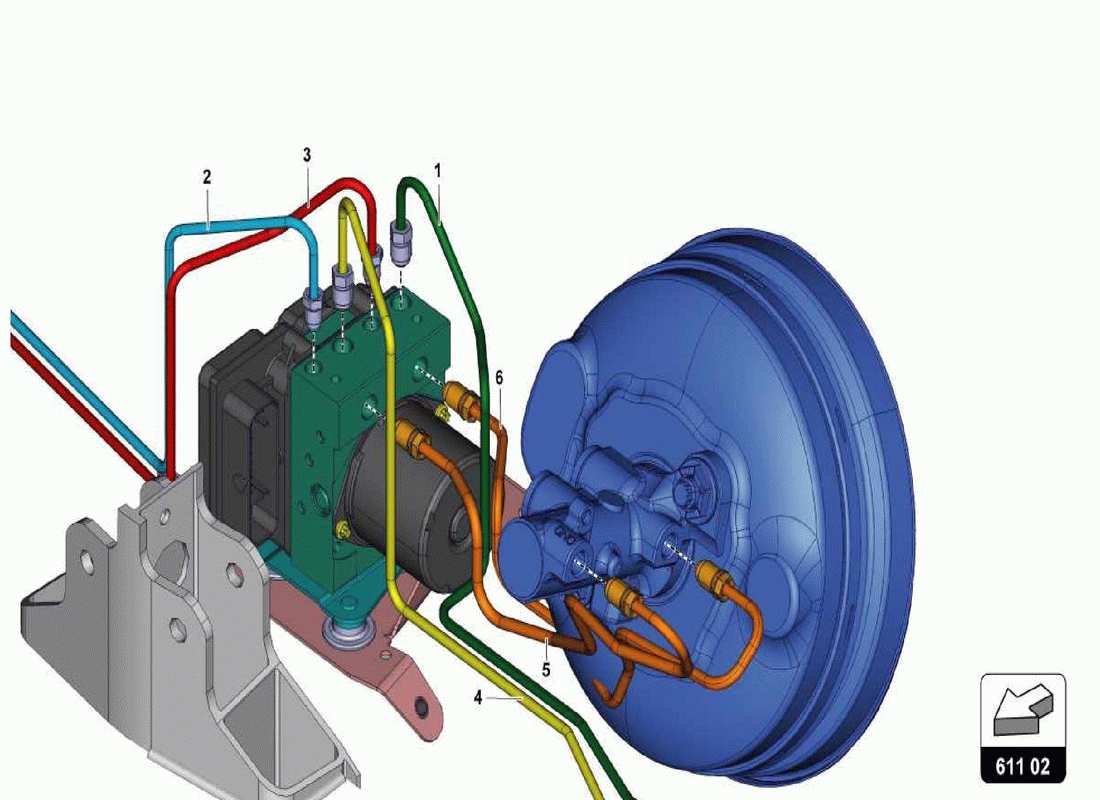 lamborghini centenario spider brake servo, pipes and vacuum system part diagram