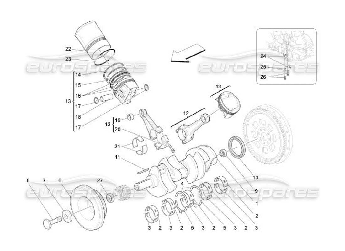 maserati qtp. (2005) 4.2 crank mechanism parts diagram