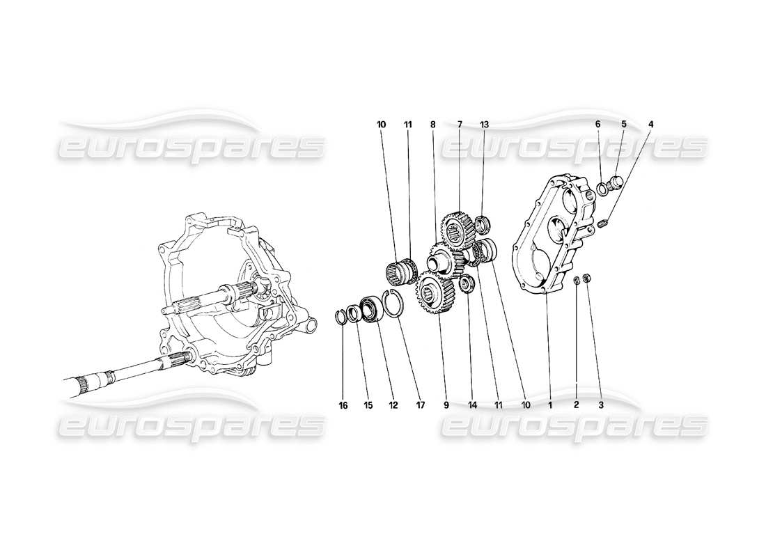 ferrari mondial 8 (1981) gearbox transmission parts diagram