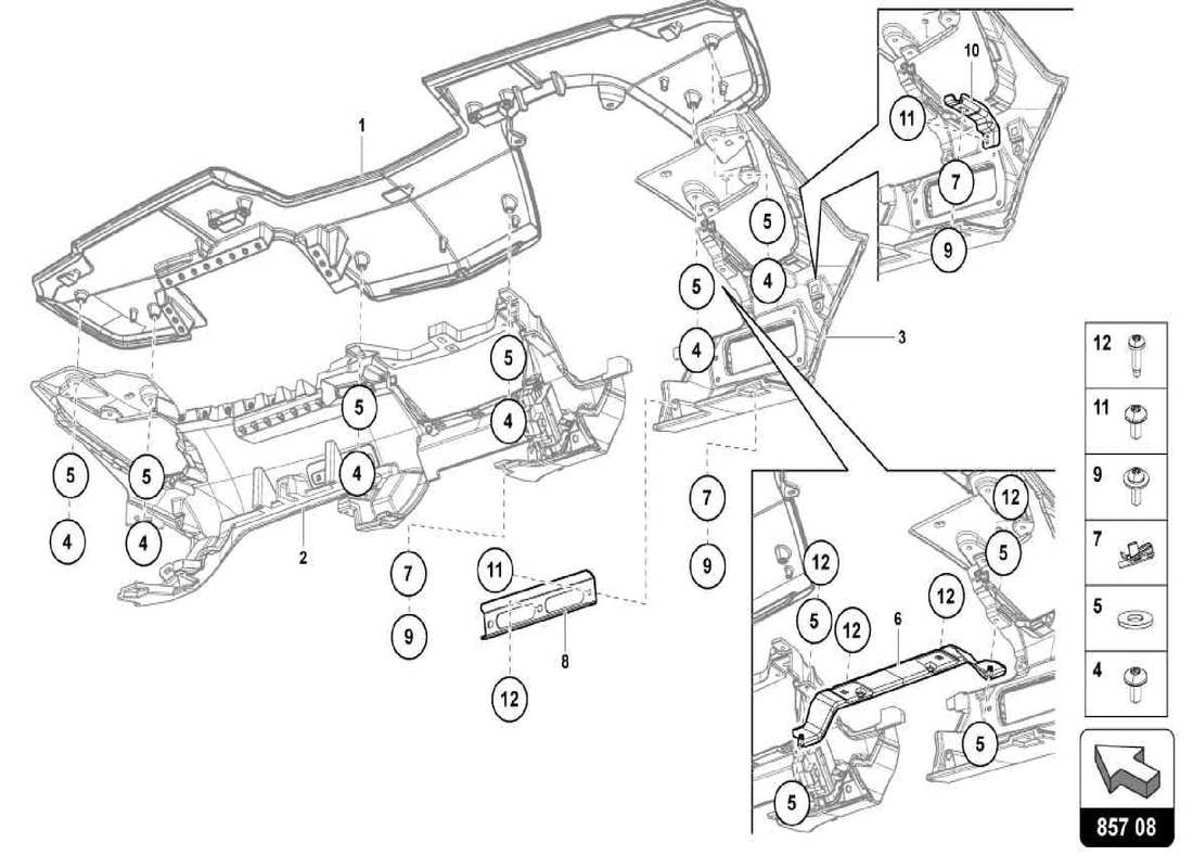 lamborghini centenario spider instrument panel part diagram