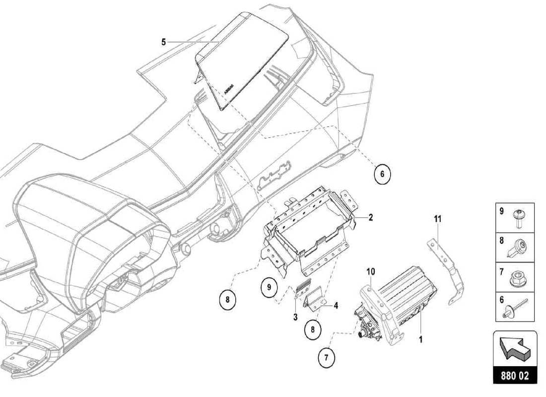 lamborghini centenario spider air bag unit part diagram